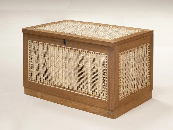 LAUNDRY BASKET - Laundry basket in natural cane and teak _ Phantom Hands